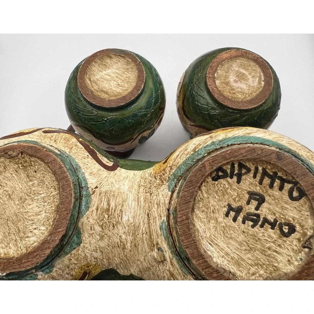 DIPINTO  A MANO Italian Art Pottery - Oil & Vinegar Caddy - Deruta Italy‎